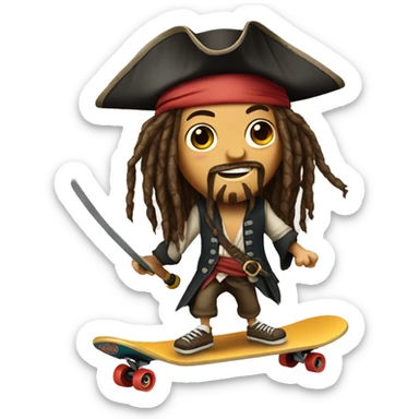 Jack Sparrow on Skateboard  sticker