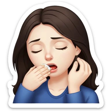 girl with long dark brown hair and pale skin hungover vomiting sticker