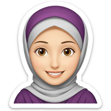 hijabi woman with medium fair skin, smiling sticker