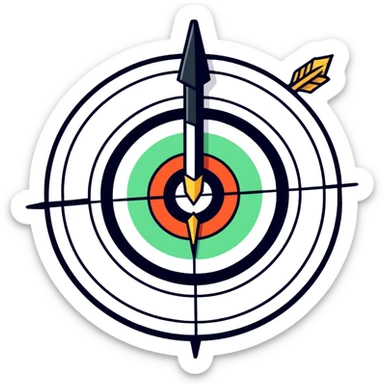 target with arrow in the center, cartoonish sticker style sticker
