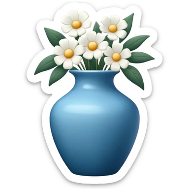 White Flowers in a blue vase sticker