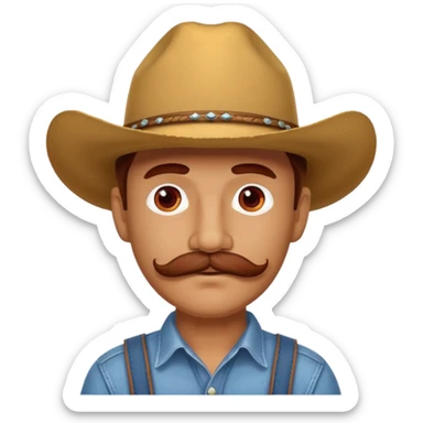red mustache man with a cowboy hat sticker