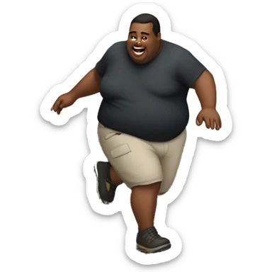 Fat person tripping on a rock sticker