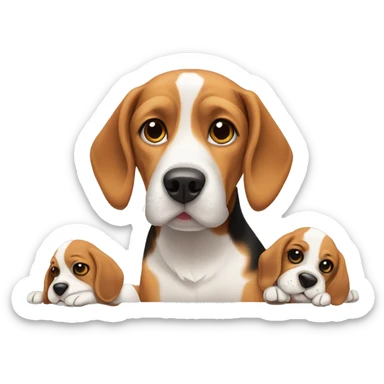 Beagle with puppies sticker