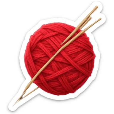 Red Ball of yarn and needles sticker