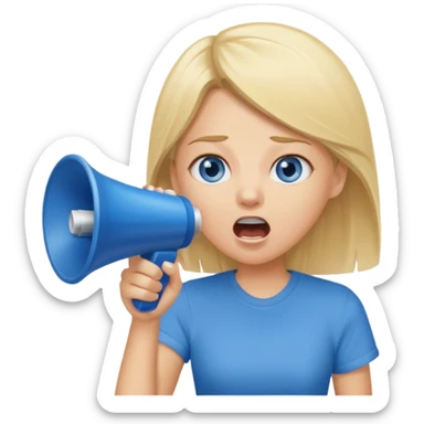  blue eyes blonde girl yelling into megaphone sticker