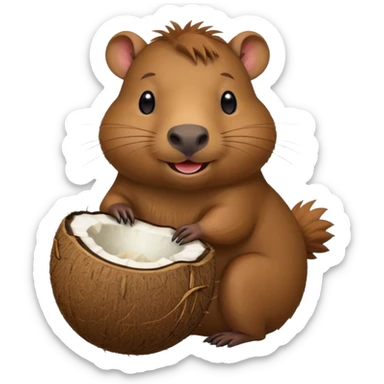capybara wearing coconut shell  sticker