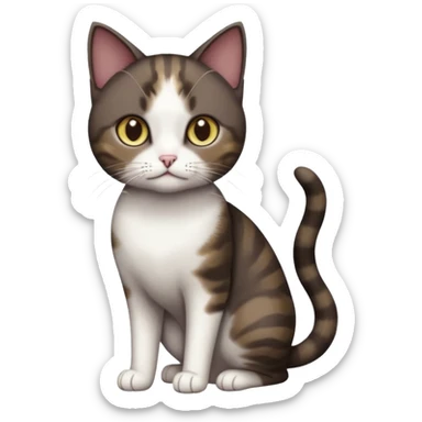 full body small short hair dark brown and white cat with hazel eyes sticker