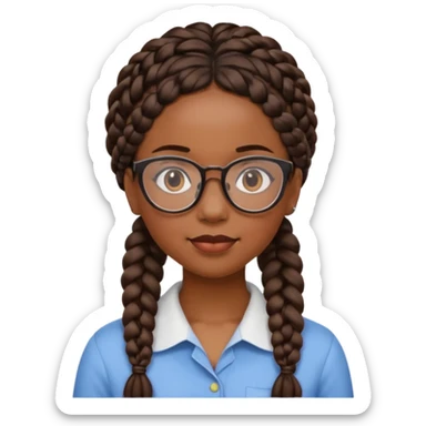 a pretty black girl with pretty braids and glasses  sticker
