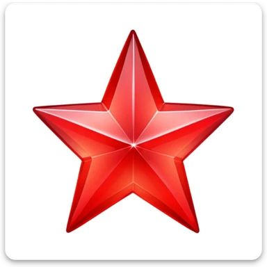 Glossy red star emoji with a neon red glow. Slightly tilted for dynamic feel. Crystal-like surface with sparkles and inner gradient. Smooth beveled edges for 3D effect. Futuristic, playful style. Transparent background. sticker