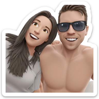 happy couple on white backdrop sticker