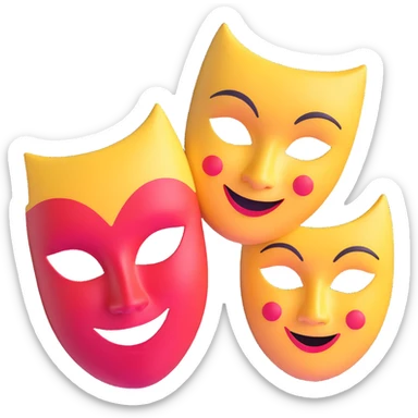two theatre masks comedy and tragedy, happy and sad face masks sticker