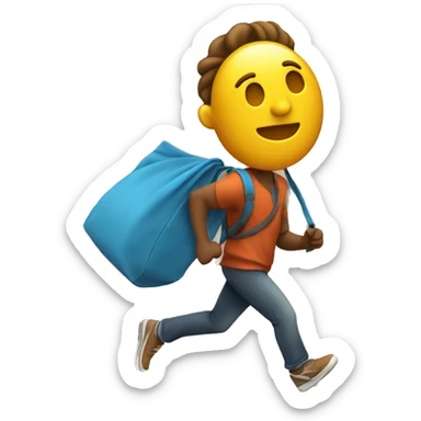Guy running with a bag on a stick behind his back  sticker