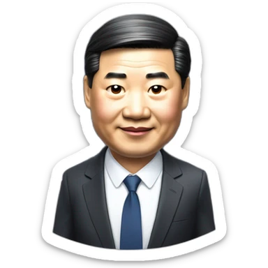 Xi Jinping in a suit holds a solar panel sticker