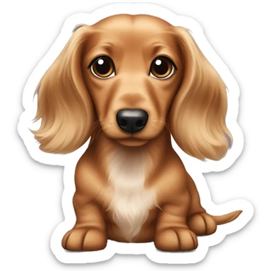 Puppy face cream long haired dachshund  sticker