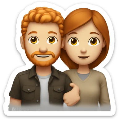 Ginger man hugging a brunette girl sticker