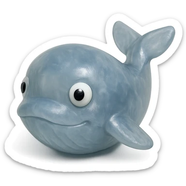 hyper-detailed retro 90's toy style whale, very transparent, natural blue-gray, soft plastic, derpy eyes, soft reflections, soft and squishy, some cloudiness, not shiny, highly detailed, appealing, no tag, no background sticker