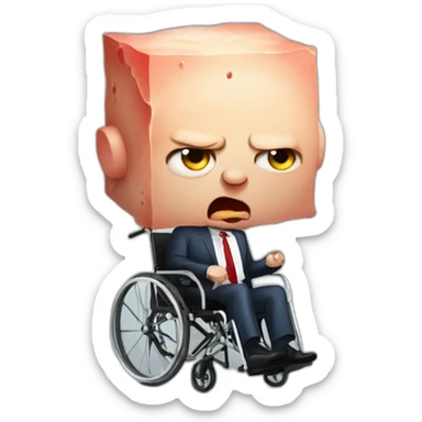 Angry meat cube holding wheelchair vladimir putin sticker