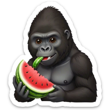 Gorilla eating watermelon sticker