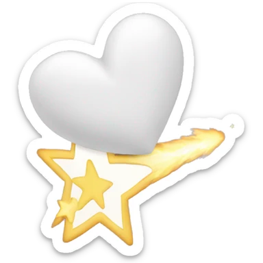 White heart shooting star sticker