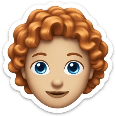 wavy copper hair with a crown blue eyes sticker