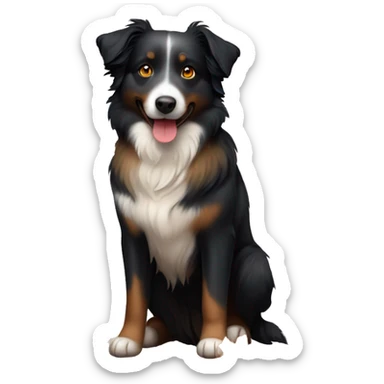 Small black australian shepherd dog in autumn leaves sticker