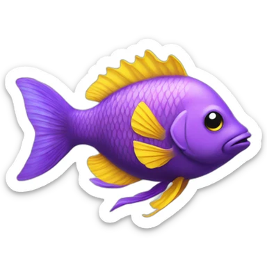 Purple fish yellow fins  sticker