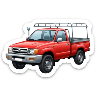 Red 1999 hilux with steel trya sticker