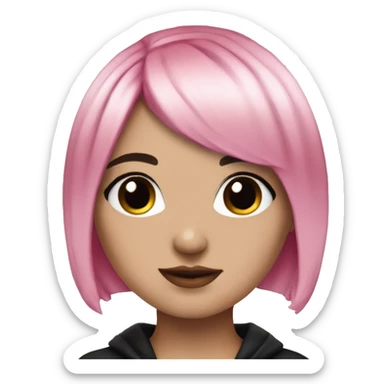 Hyperreal pretty emo girl with pink and black hair sticker