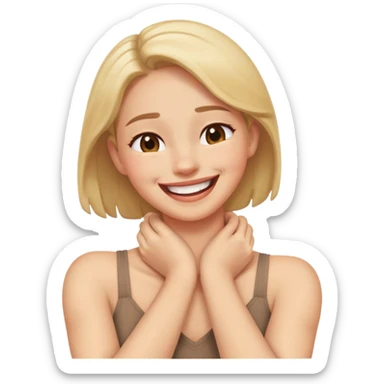 arms crossed holding neck laughing sticker