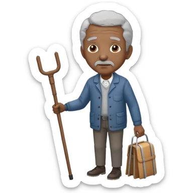 old black man with one crutches sticker