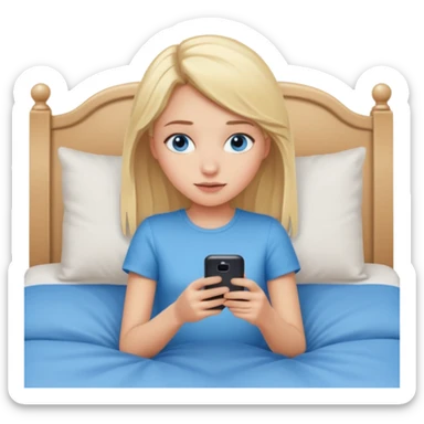girl texting on bed sticker