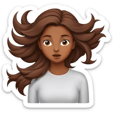 Brown hair girl hair blowing in the wind sticker