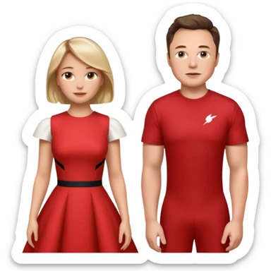 elon musk and Jennifer Lawrence in red dress sticker