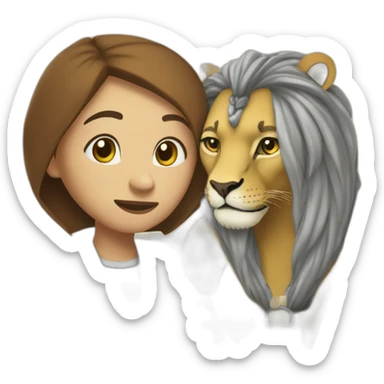 Gir hejab go to school and meets a lion sticker