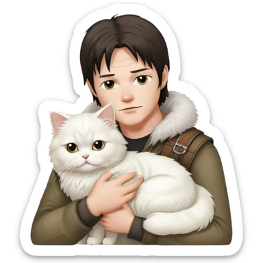 Daryl dixon snuggling white Persian cat  sticker