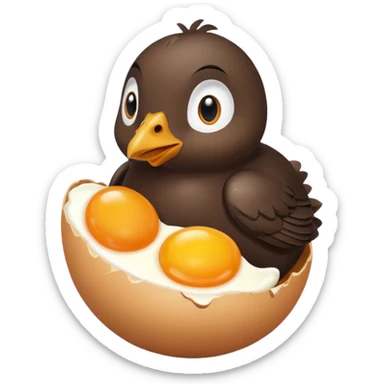 Un poussin noir qui est dans son oeuf sticker