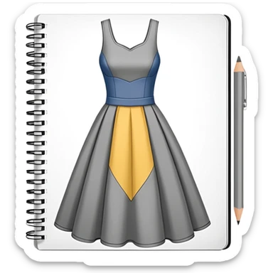 fashion skecth on sketch book, with pencil sticker