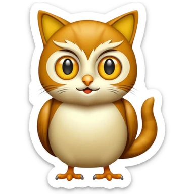 Buho gato amarillo marron sticker