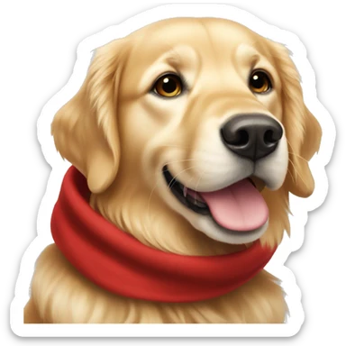 Golden retriever wearing a red scarf sticker