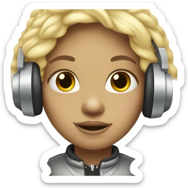 very ugly girl with blonde hair as dj sticker