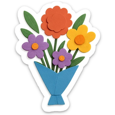 bouquet of flowers in paper-craft style sticker