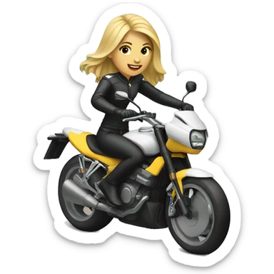 Blonde woman riding racing motorcycle sticker
