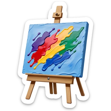 canvas on an easel with paint strokes sticker