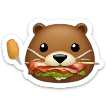 a beaver eating a kebab sticker