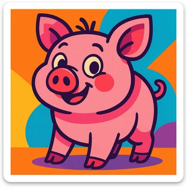 piggy vibrant cartoon style sticker