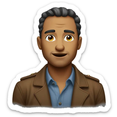 strong confident man with prominent cleft chin and cocky expression sticker