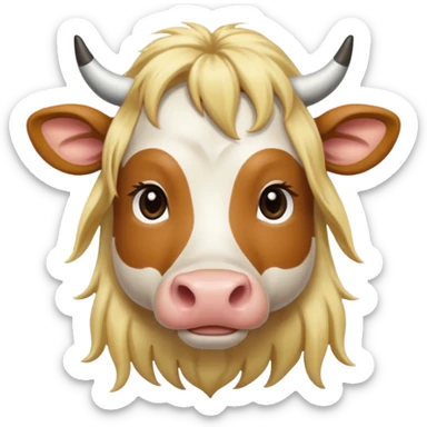 cow with long blonde hair sticker