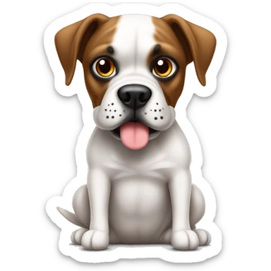 Perro boxer blanco con mancha café en el ojo izquierdo  sticker