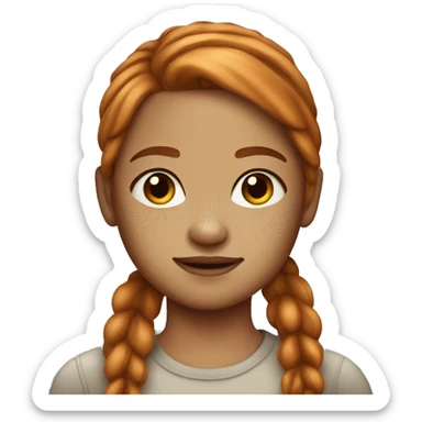 straight hair ginger brown girl with freckles sticker